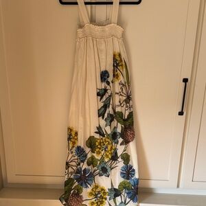 Maeve Floral Maxi Dress in White with Blue and Yellow Accents